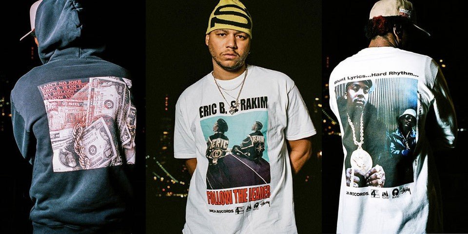 トップス STUSSY ERIC B & RAKIM L/S TEE LARGE Costa oeste e leste se unem em coleção Stüssy x Eric B. & Rakim