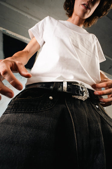 Silver Croco Belt