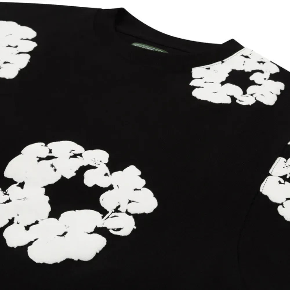 Long Sleeve Cotton Wreath T-shirt "Black"