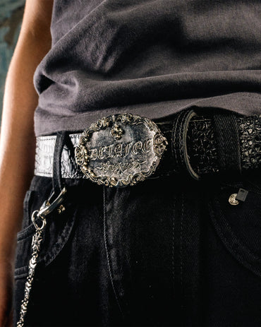 Silver Croco Buckle Belt