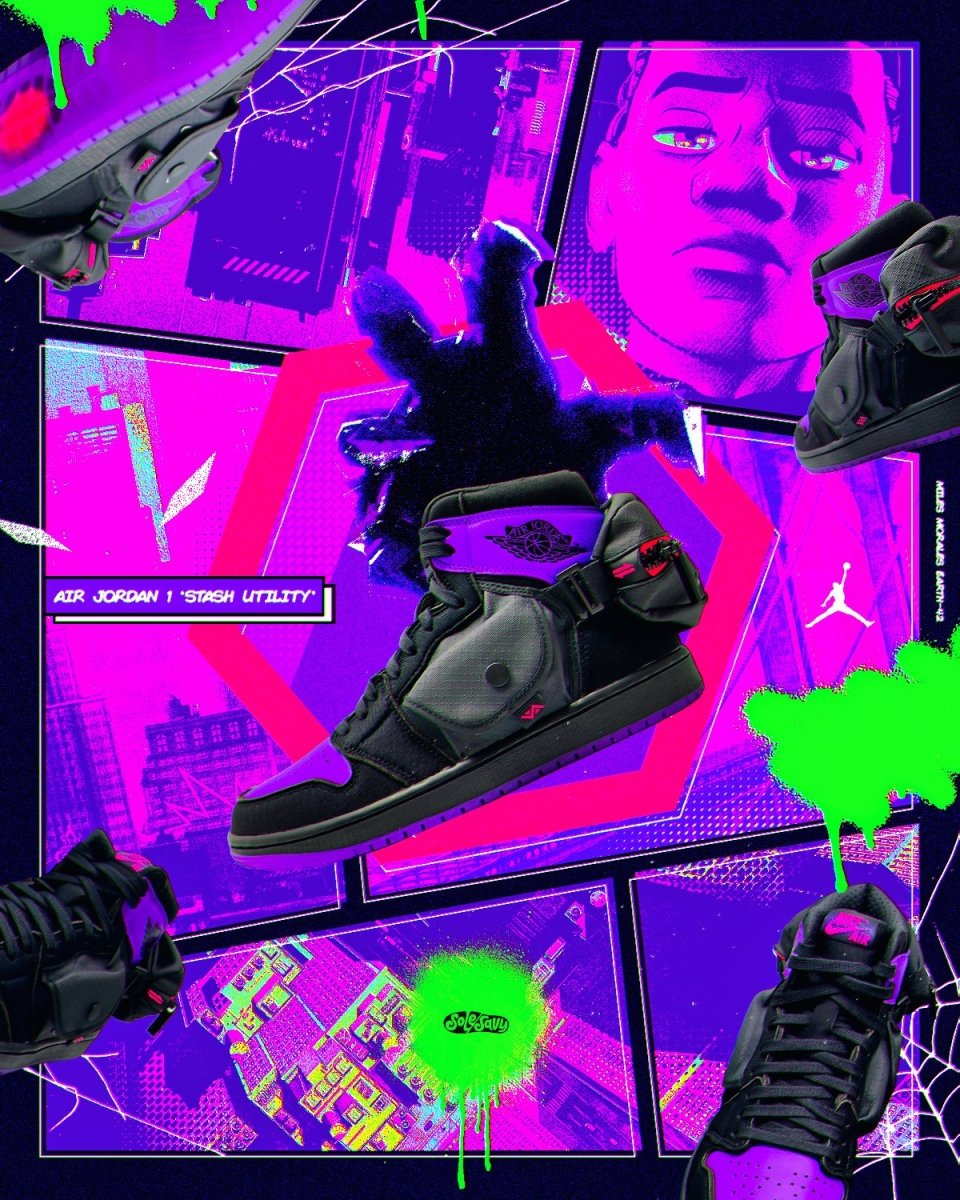 A versão Air Jordan 1 Utility Stash “Spider-Verse” F&F - THE GAME