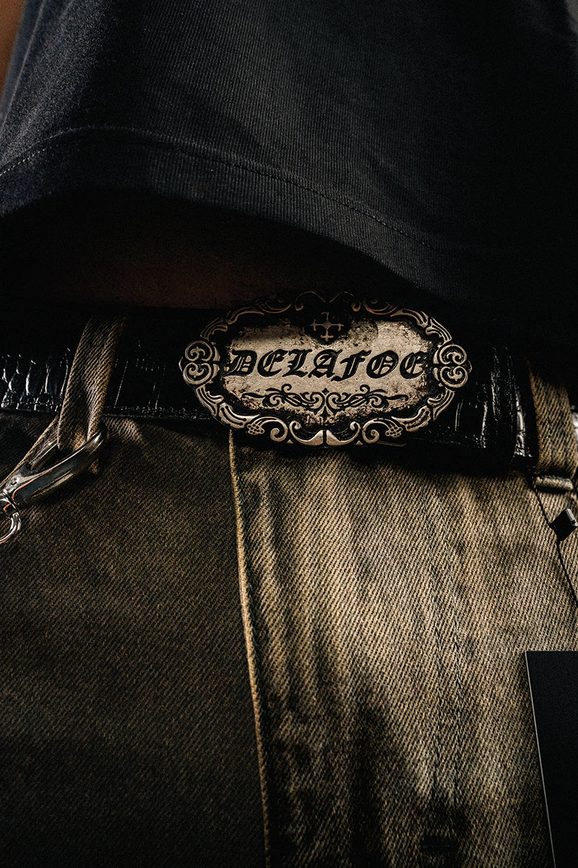 Black Croco Buckle Belt