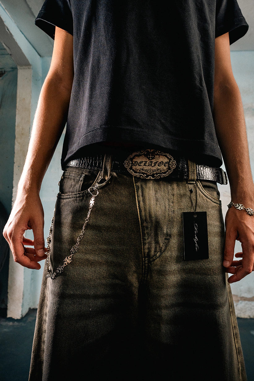 Black Croco Buckle Belt