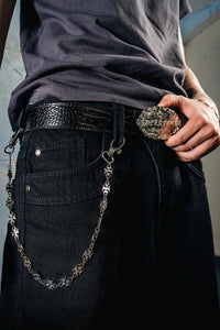 Silver Croco Buckle Belt