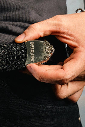 Silver Croco Buckle Belt