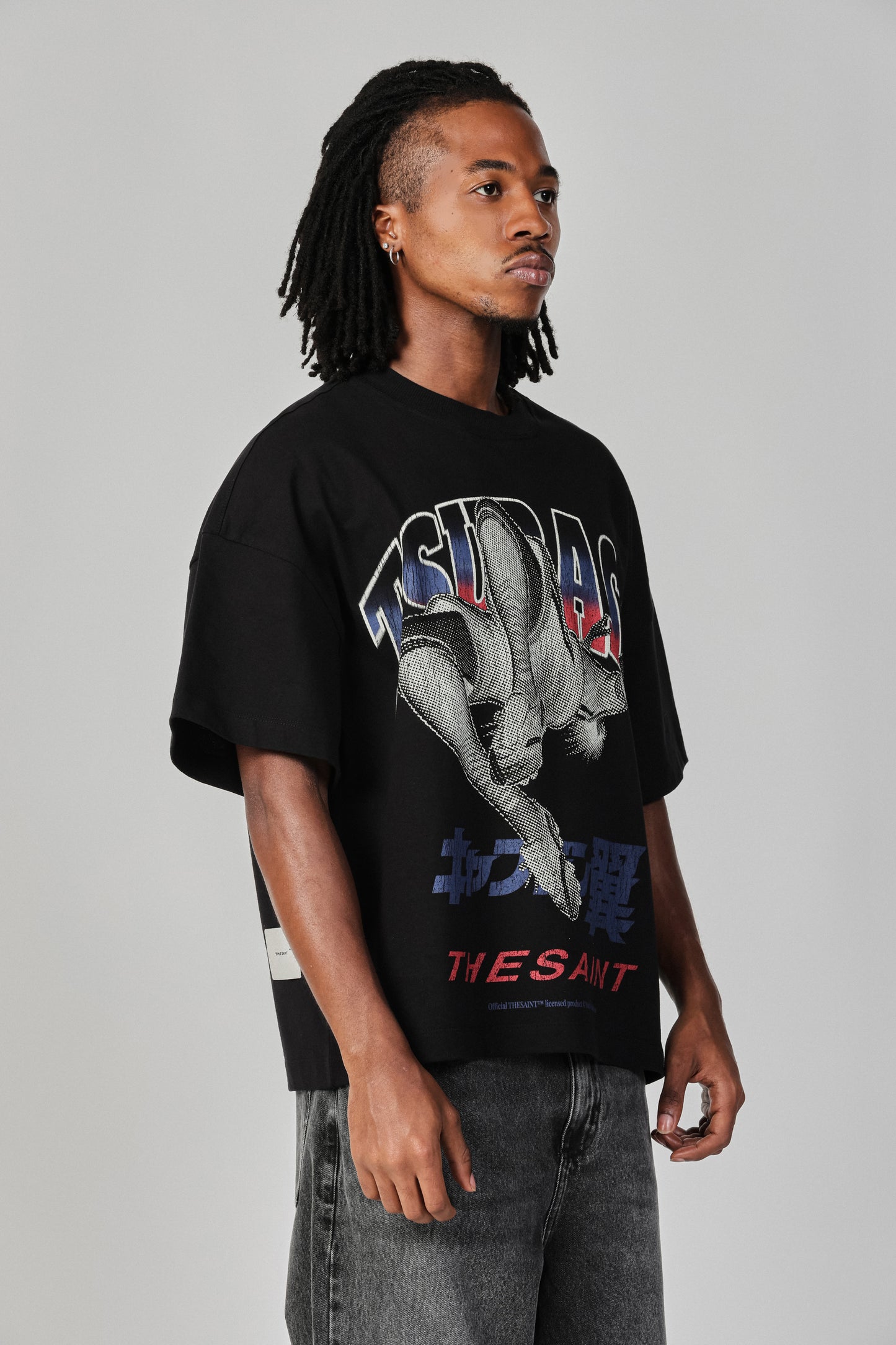 T-Shirt Wide Boxy Big Overhead Kick Tsubasa "Black"
