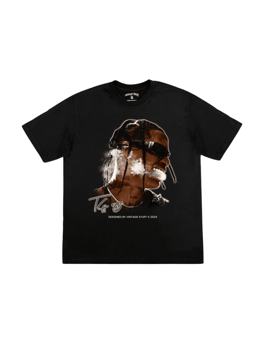 49455364702493 T-Shirt Camiseta Travis Scott Big Face "Black" S/P da VINTAGE STUFF vendido pela THE GAME