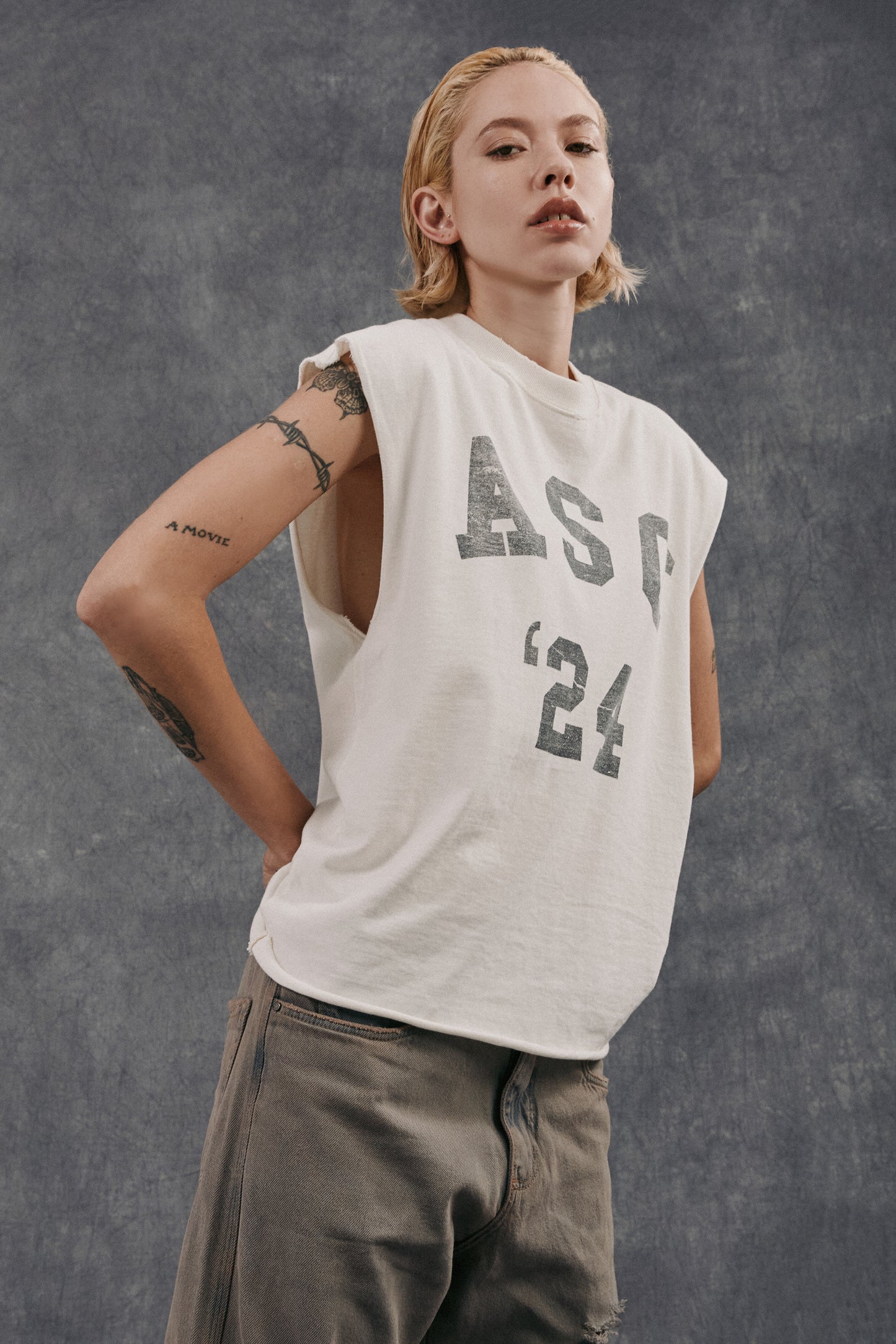 High School Boxy Tank Top "Off White"