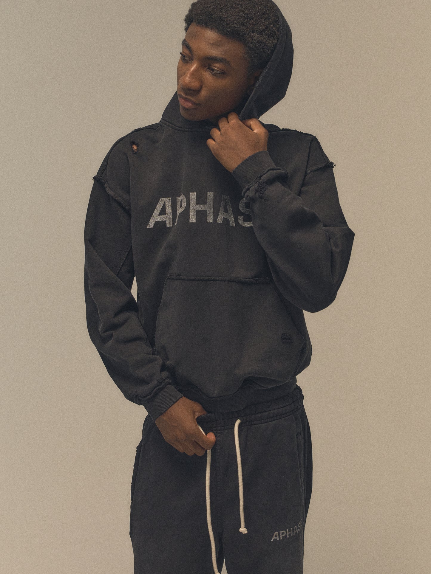 Classic Frontal Hoodie "Stone Black"