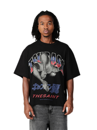 T-Shirt Wide Boxy Big Overhead Kick Tsubasa "Black"