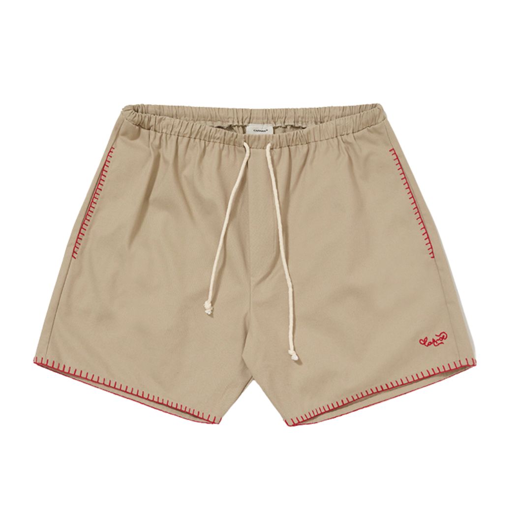 CARNAN - Embroided Beige Shorts - THE GAME