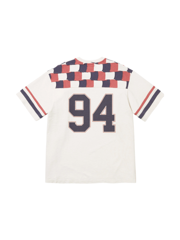 Patchwork Yoke Football Top "White"